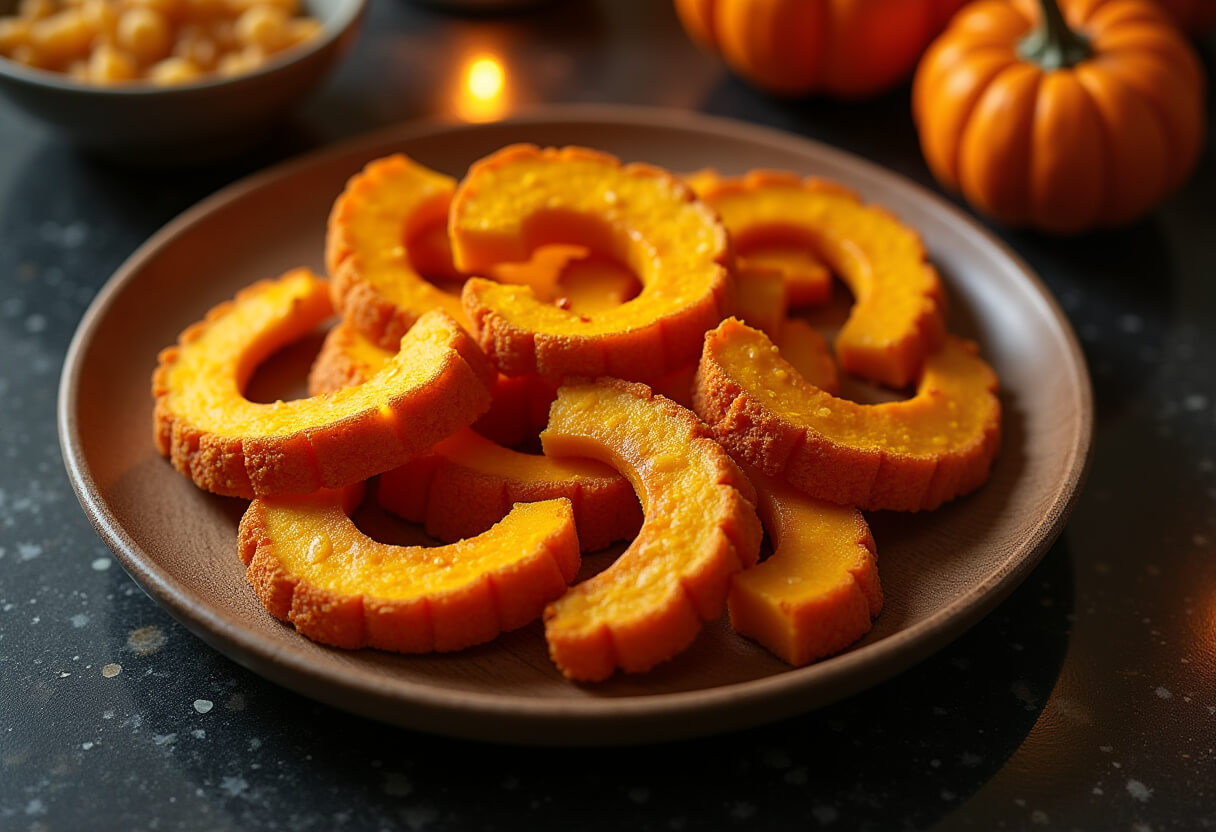 Abóbora na airfryer dourada e crocante.