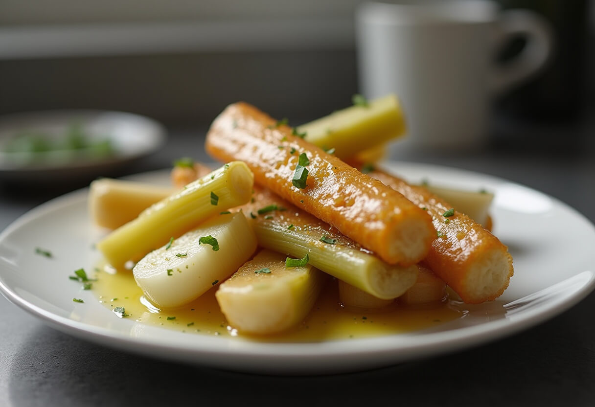 Alho-poró na airfryer crocante e dourado.