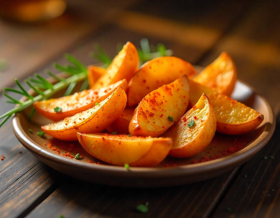Batatas rústicas na airfryer crocantes e douradas.