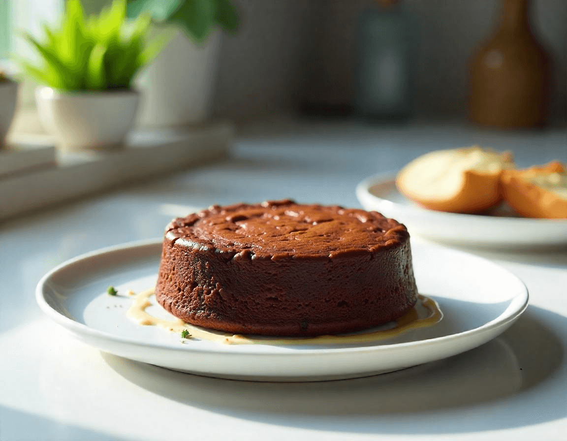Bolo de chocolate na airfryer, fofinho e com cobertura de chocolate.