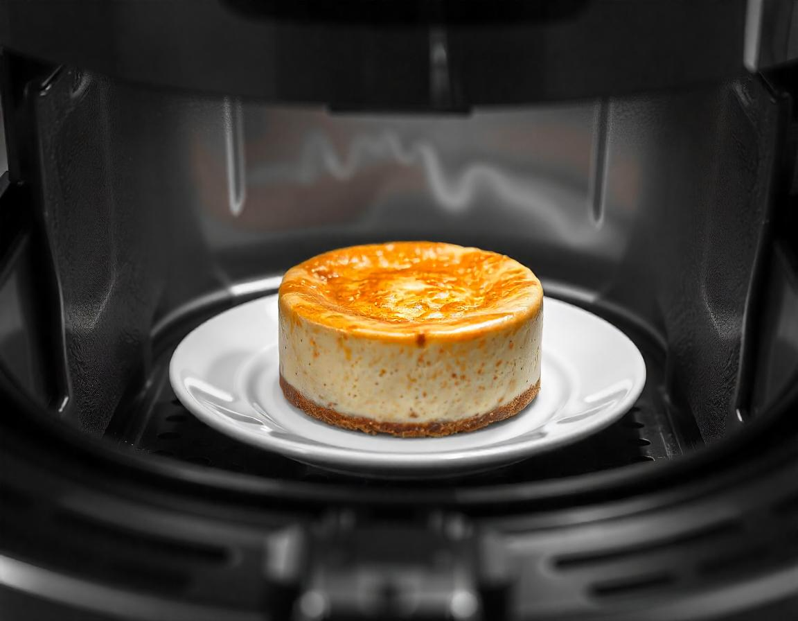 Cheesecake na airfryer cremoso e dourado