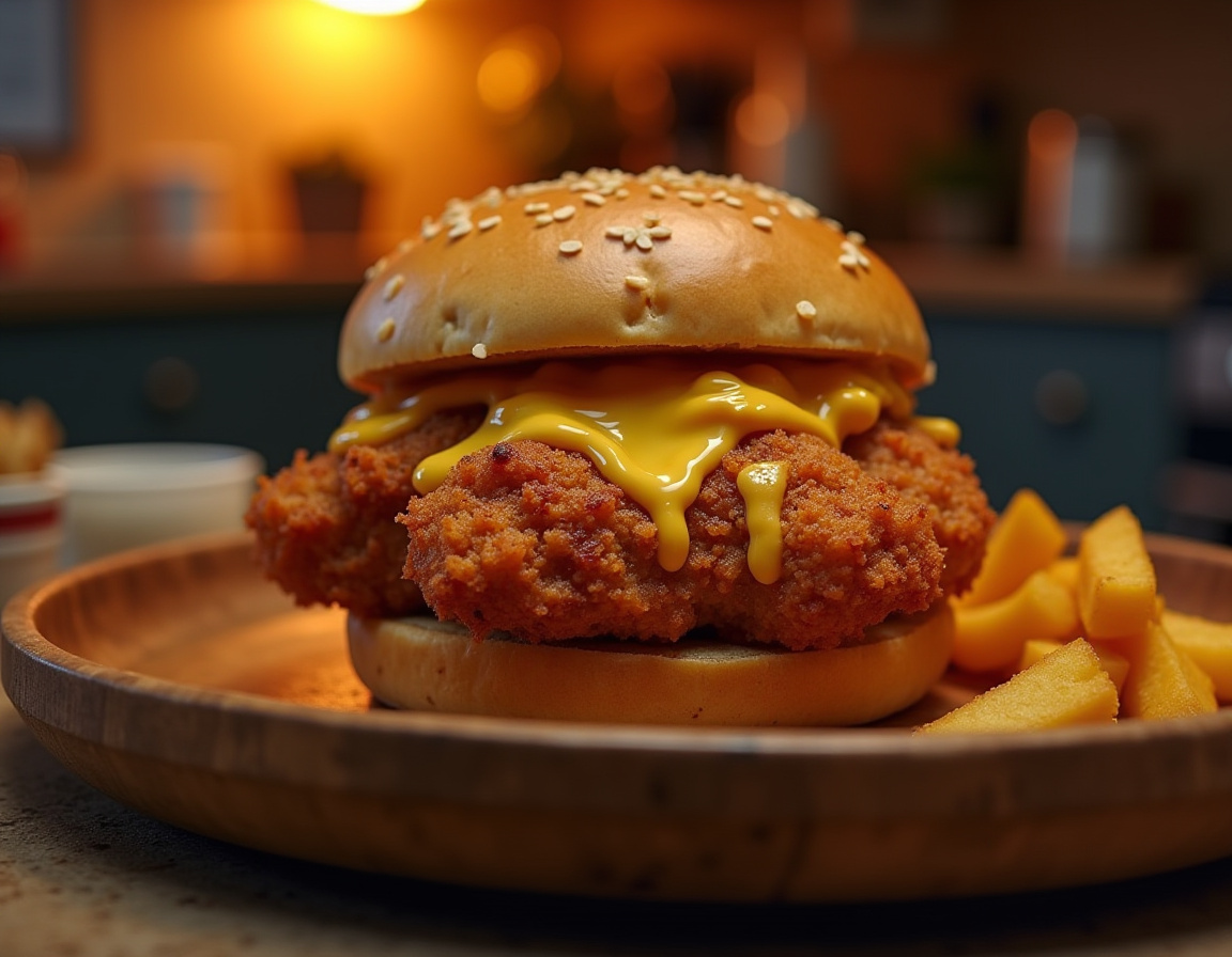 Hambúrguer de frango na airfryer pronto para servir
