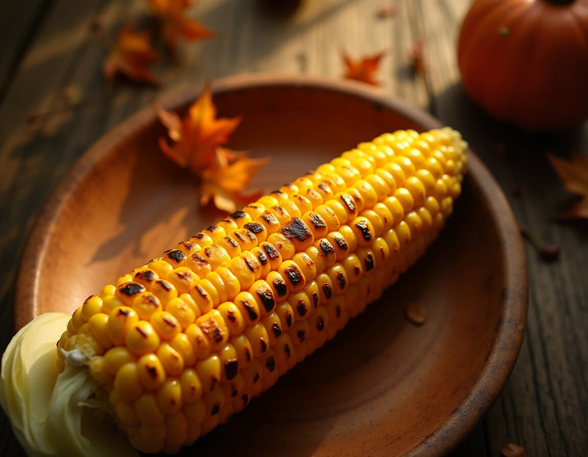 Milho na espiga na airfryer dourado e crocante pronto para servir.