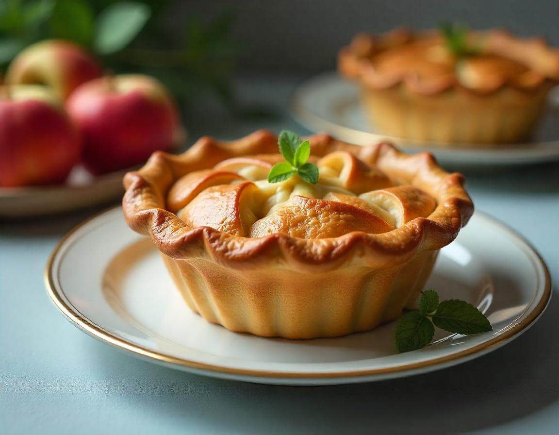 Torta de maçã na airfryer dourada e crocante